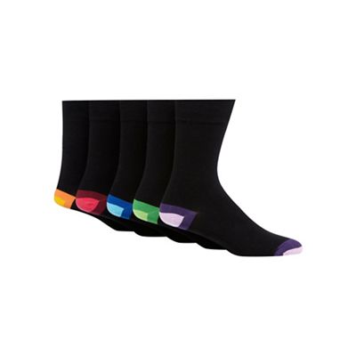Pack of five black colour tip socks